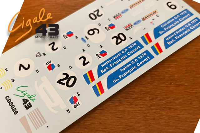 Cigale43 1/43 マーチ 701 ティレル エルフ オランダGP フランソワ・セベール / イタリアGP フランソワ・セベール /USA&カナダGP  フランソワ・セベール 1970 (タメオ対応)　フルデカール　CDS026