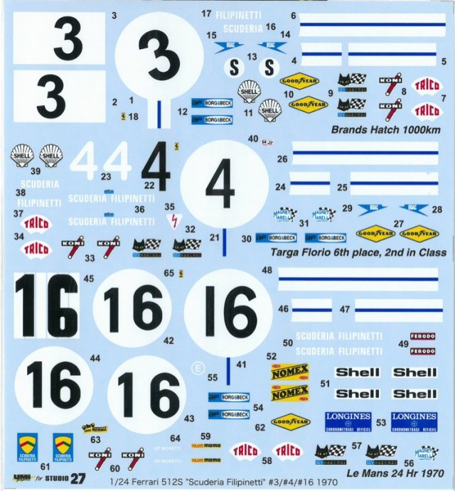 スタジオ27 デカール 1/24 フェラーリ 512S 