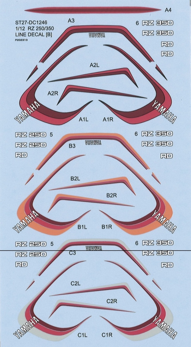 スタジオ27 1/12 ヤマハ RZ250/350 ラインデカール ハセガワ対応　DC1246