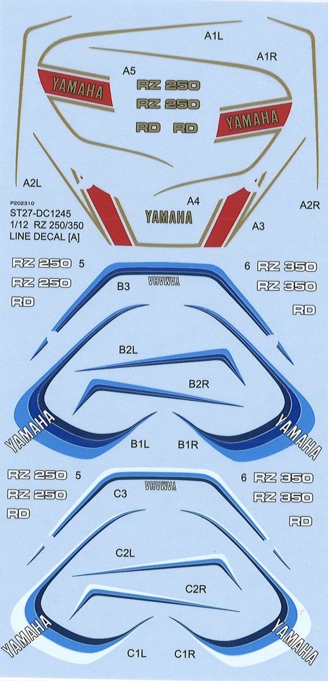 スタジオ27 デカール 1/12 ヤマハ RZ250 RZ350 ラインデカール タイプA ハセガワ対応　DC1245