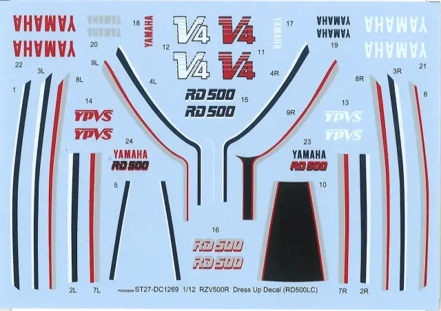 スタジオ27 1/12 ヤマハ RZV 500R ドレスアップデカール RD500LC フルデカール タミヤ対応 DC1269