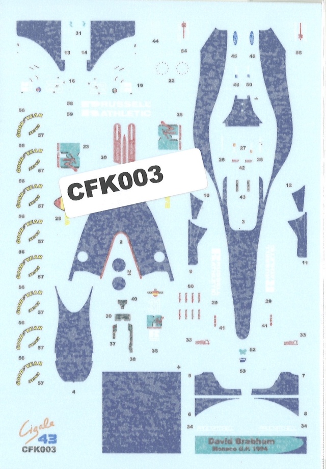 Cigale43 1/43 シムテック S941 モナコGP  1994 D.ブラバム　スペアデカール　DCCFK003　
