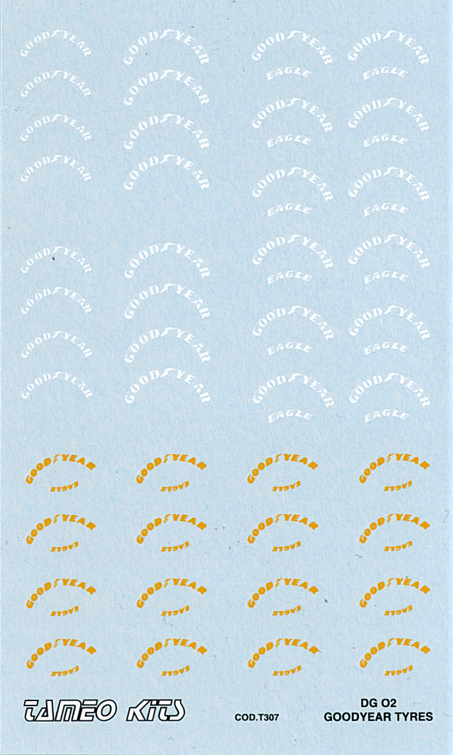 タメオ 1/43 タイヤメーカーデカール グッドイヤー ホワイト & イエロー　DG02