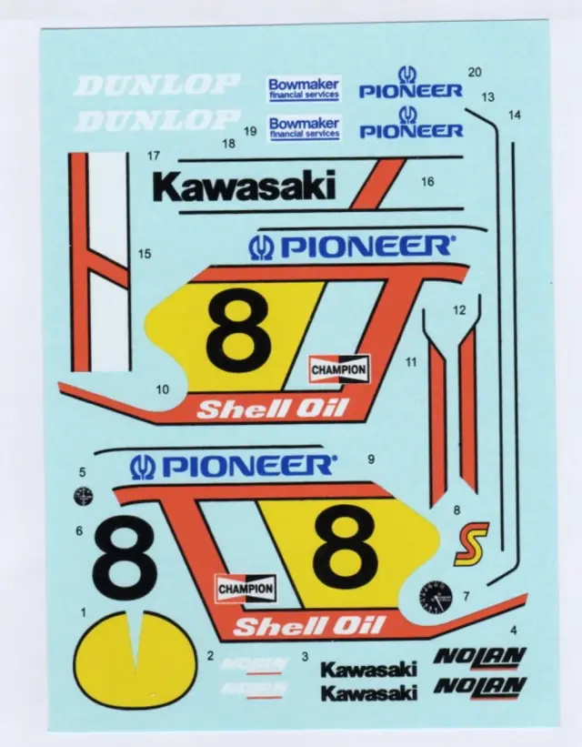 Decal Pool 1/12 カワサキ KR500 GP レーサー 1982 NO.8 フルデカール タミヤ対応　DP295