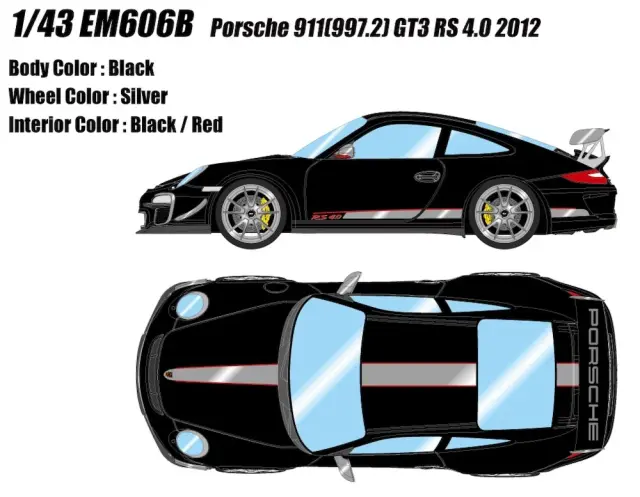 [予約] アイドロン 1/43 ポルシェ 911(997.2) GT3 RS4.0 2012 ブラック EM606B