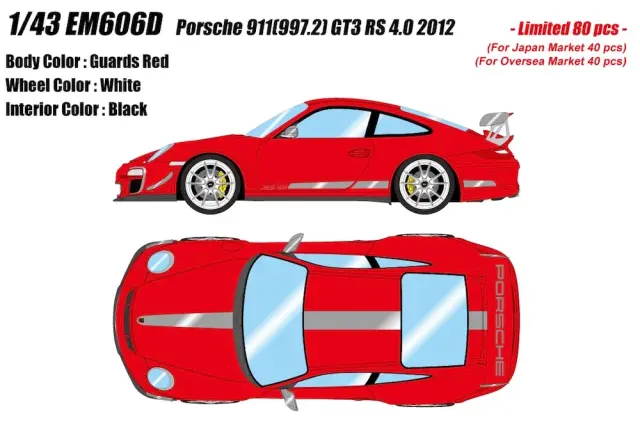 [予約] アイドロン 1/43 ポルシェ 911(997.2) GT3 RS4.0 2012 ガーズレッド EM606D