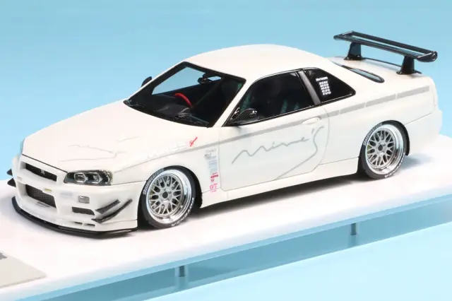 アイドロン 1/43 マインズ スカイライン GT-R (BNR34) V-spec N1 BBSホイール タイムアタック イン USA EM699