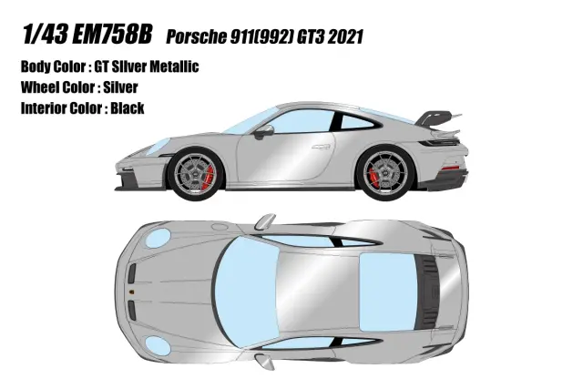[予約] アイドロン 1/43 ポルシェ 911 (992) GT3 2021 GTシルバーメタリック　EM758B