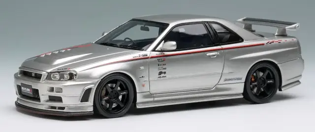 [予約] アイドロン 1/43 ニッサン スカイライン GT-Rニスモ R34 Z-tune プロトタイプ 2001 シルバー / ニスモストライプ EM792