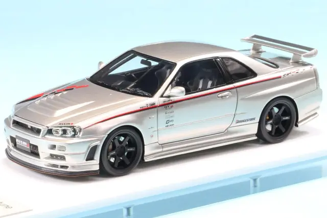 アイドロン 1/43 ニッサン スカイライン GT-Rニスモ R34 Z-tune プロトタイプ 2001 シルバー / ニスモストライプ EM792