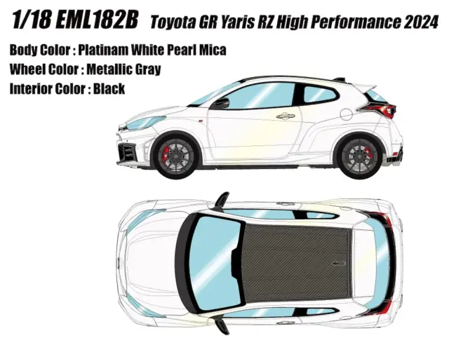 [予約] アイドロン 1/18 トヨタ GRヤリス RZ ハイパフォーマンス 2024 プラチナムホワイトパールマイカ EML182B