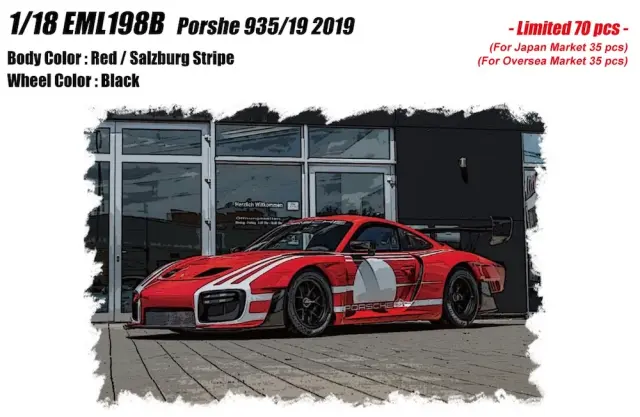 [予約] アイドロン 1/18 ポルシェ 935/19 2019 レッド / ザルツブルグストライプ EML198B
