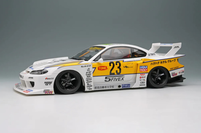 [予約] アイドロン 1/18 LB-スーパーシルエット S15 シルビア ホワイト / イエローストライプ　EML200