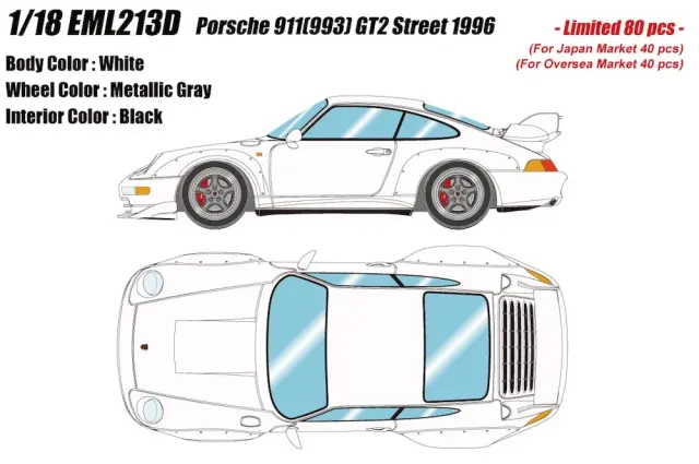 [予約] アイドロン 1/18 ポルシェ 911 (993) GT2 ストリート 1996 ホワイト EML213D