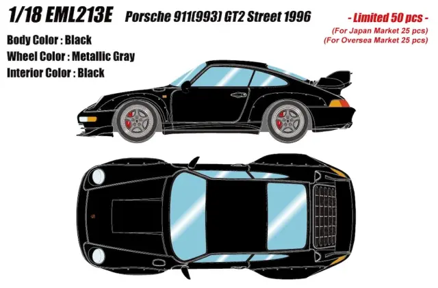 [予約] アイドロン 1/18 ポルシェ 911 (993) GT2 ストリート 1996 ブラック EML213E