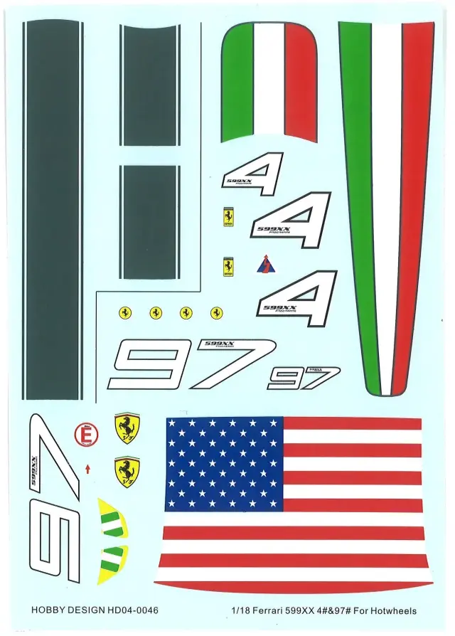 260408 ホビーデザイン 1/18 フェラーリ 599XX No.4/97 マテル対応 HD04-0046