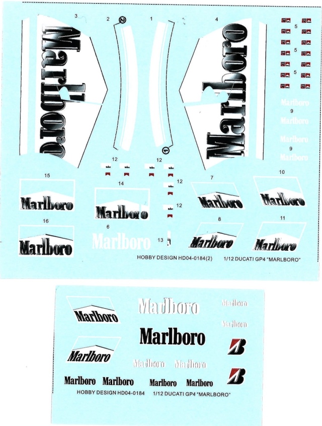 ホビーデザイン  1/12 ドゥカティ GP4 モトGP 2004 マルボロ タバコデカール　HD04-0184