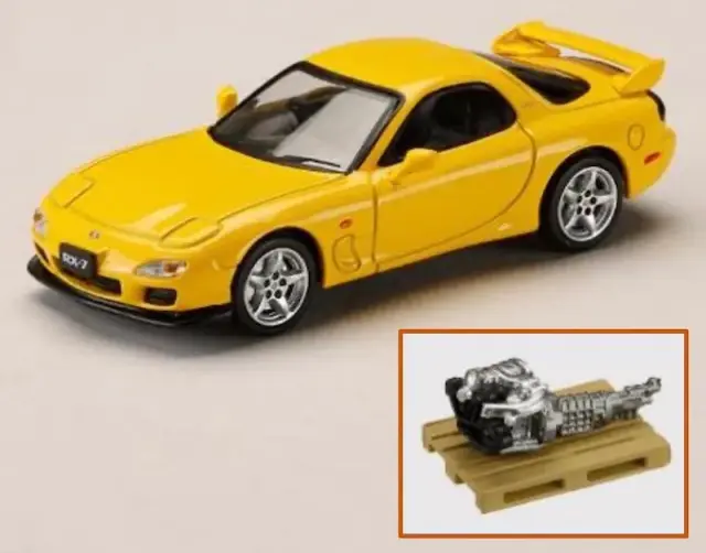 [予約] ホビージャパン 1/64 マツダ RX-7(FD3S) タイプ R バサースト R  エンジンディスプレイモデル付 サンバーストイエロー　HJ647007AY