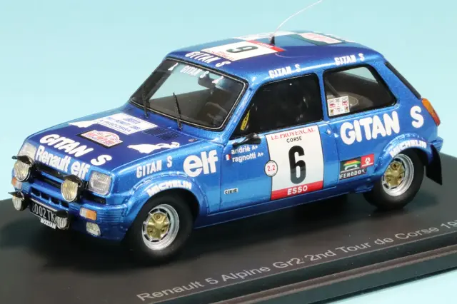 スパーク 1/43 ルノー サンク アルピーヌ Gr.2 ツールドコルス ラリー 1979 No.6 添付ジタンデカール加工選択品　S6032