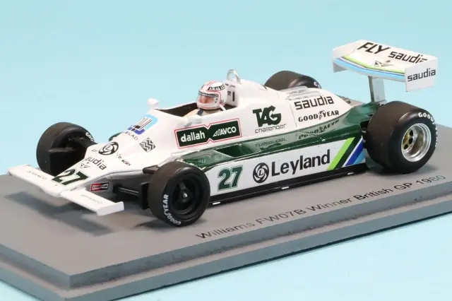 スパーク 1/43 ウィリアムズ FW07B イギリスGP 1980 A.ジョーンズ ウィナー 添付フィギュアデカール加工選択品　S6992