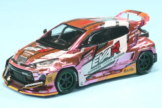 POPレース 1/64 トヨタ GR ヤリス エヴァ RTT8号機 GOODRIDE クロームピンク　PR640220