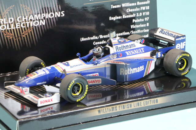 ミニチャンプス 1/43 ウィリアムズ FW18 ルノー 1996 ワールドチャンピオン D.ヒル ウェザリング仕様 デカール加工品　436966605S