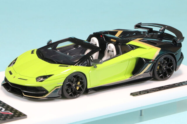 Buonarte特注アイドロン 1/43 ランボルギーニ アヴェンタドール SVJ ロードスター ライムグリーン/ダークグリーン　EM669BN
