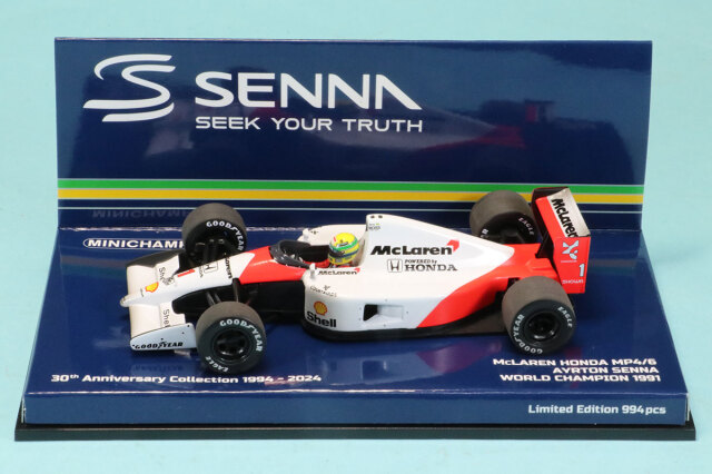 ミニチャンプス 1/43 マクラーレン ホンダ MP4/6 A.セナ 1991 ワールドチャンピオン ウェザリング仕様　540913301