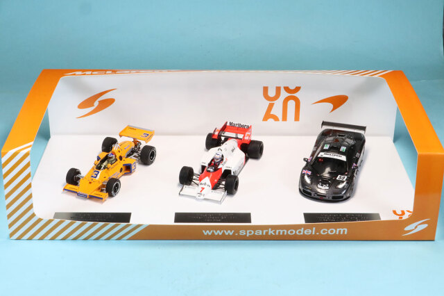 [予約] スパーク 1/43 マクラーレン ウィナーマシン トリプル クラウン セット M16C 1974 インディ / MP4/2 モナコGP 1984 / F1 GTR ルマン 1995 MP4/2デカール加工品　SP529