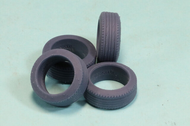 ケイSTYLE! 1/24 3Dプリントパーツ 14インチ タイヤセット 185/55R14 相当 2本 205/60R14 相当 2本 前後テーパー3° 　KS-PA14