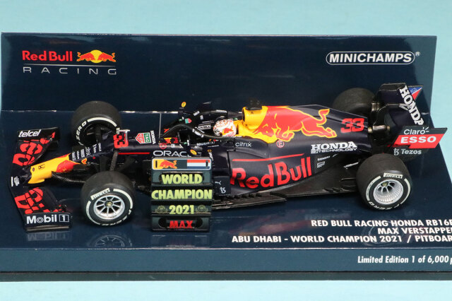 ミニチャンプス 1/43 レッドブル ホンダ RB16B アブダビGP 2021 Winner M.フェルスタッペン ワールドチャンピオン (ピットボード付)　410212333