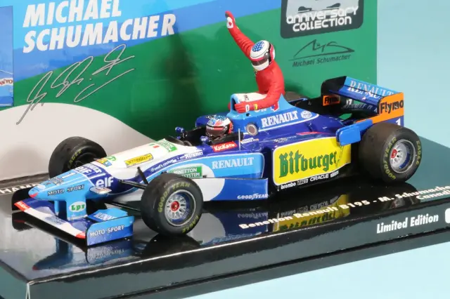 ミニチャンプス 1/43 ベネトン B195 ルノー カナダGP 1995 M.シューマッハ "ライドオン J.アレジ" フィギュア付　517950601