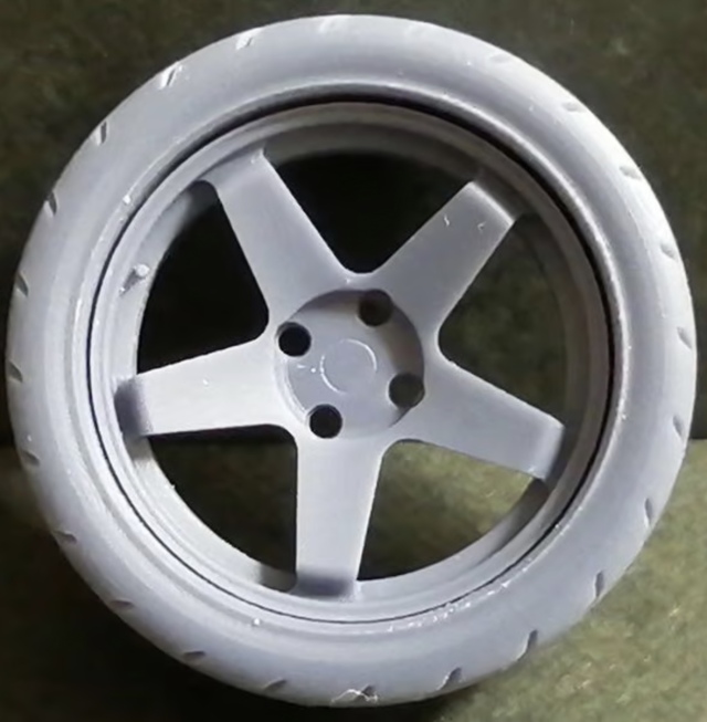 [メーカー絶版] ケイSTYLE! 1/24 17インチ 8.5J 4H F23 ホイール & 215/45R17 SHIBA タイヤ セット　KS-S53