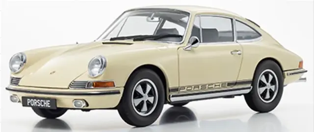 [予約] 京商 1/18 ポルシェ 911S ミディアムアイボリー X ブラックストライプ フル開閉　KS08978IBK