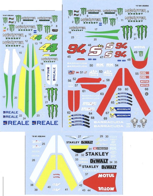 KSワークショップ 1/12 ヤマハ YZR-M1 モトGP 2017 No.5 No.94 シルクスクリーンデカール　KWD-17YZRT