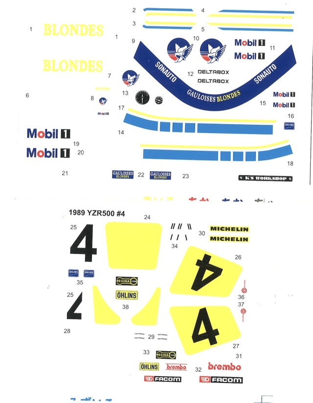 KSワークショップ 1/12 ヤマハ YZR 500 ゴロワーズ 1989 No.4 シルクスクリーンデカール KWD-89YZRG