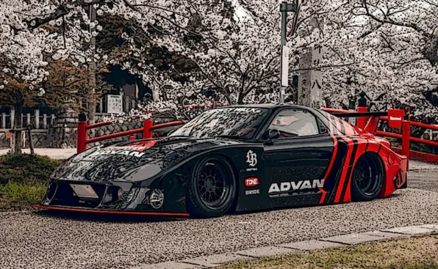 [予約] アイドロン 1/43 LB-スーパーシルエット マツダ FD3S RX-7 ブラック / レッド (ADVAN) (限定120台)　LB028D