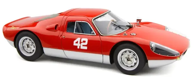 [取り寄せ] CMC 1/18 ポルシェ 904 GTS ペブルビーチオークション 2017 No.42 レッド/シルバー メガホンエキゾースト　M-234