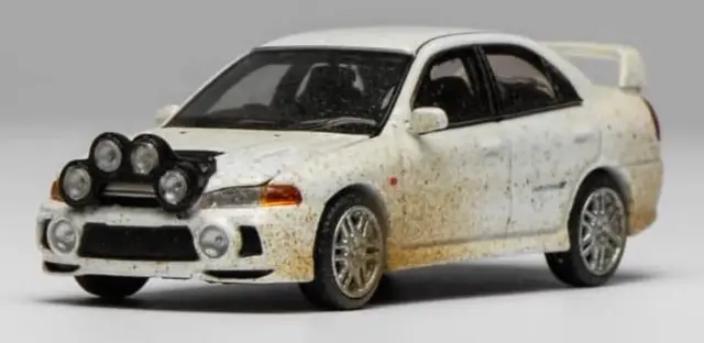 [予約] モータヘリックス 1/64 ミツビシ ランサー Evo.4 ホワイト ライトポッド付き 汚し塗装　M64015
