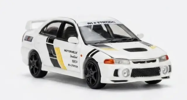 [予約] モーターヘリックス 1/64 ミツビシ ランサーエボリューション4 GSR TECKWRAPホワイト (カスタム仕様)　M64024