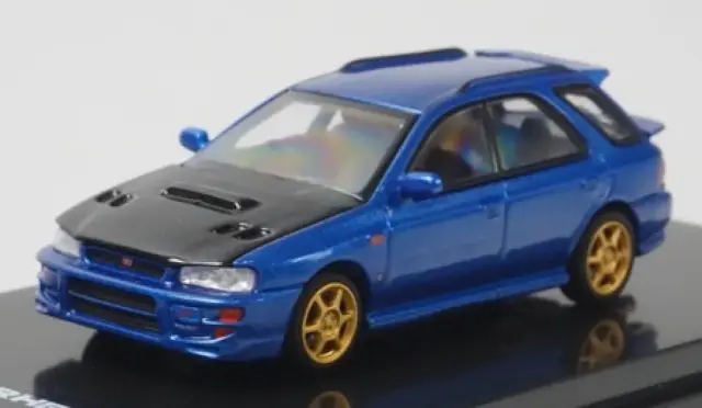 [予約] モーターヘリックス 1/64 スバル インプレッサ ワゴン WRX STi Ver.VI カスタム仕様 ラリーブルー / カーボンファイバーボンネット　M67108