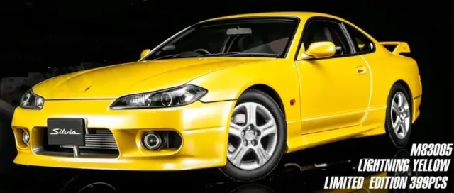 [予約] モーターヘリックス 1/18 ニッサン シルビア (S15) スペックR エアロ 1999 ライトニング イエロー　M83005