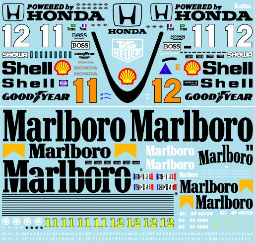 ミュージアムコレクション 1/12 マクラーレン MP4/4 1988 フルデカール モンモデル対応　MC-D1163