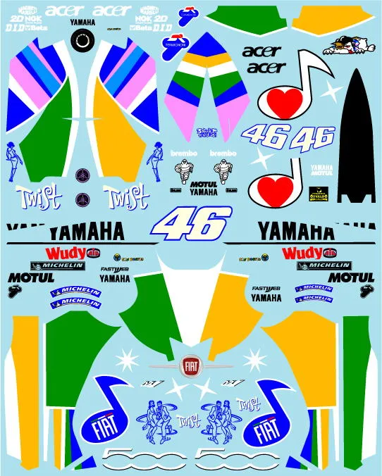 ミュージアムコレクション 1/12 ヤマハ YZR-M1 モトGP フィアット500カラー オランダ アッセンGP 2007 フルデカール BEEMAX対応　MC-D1176