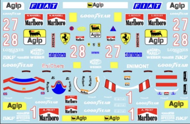 ミュージアムコレクション 1/20 フェラーリ F189 640 & 641/2  フルスポンサーデカール　MC-D610