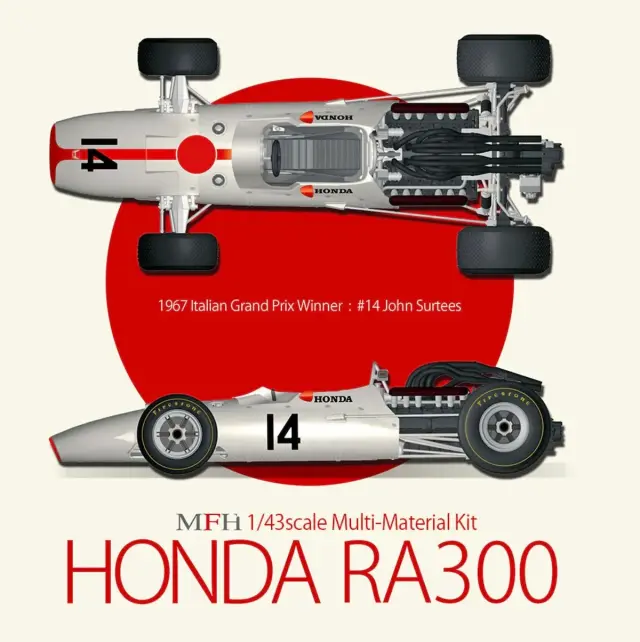 モデルファクトリーヒロ 1/43 フルディティールキット ホンダ RA300 イタリア(Winner)/U.S./メキシコGP 1967 J.サーティース MFH-K343