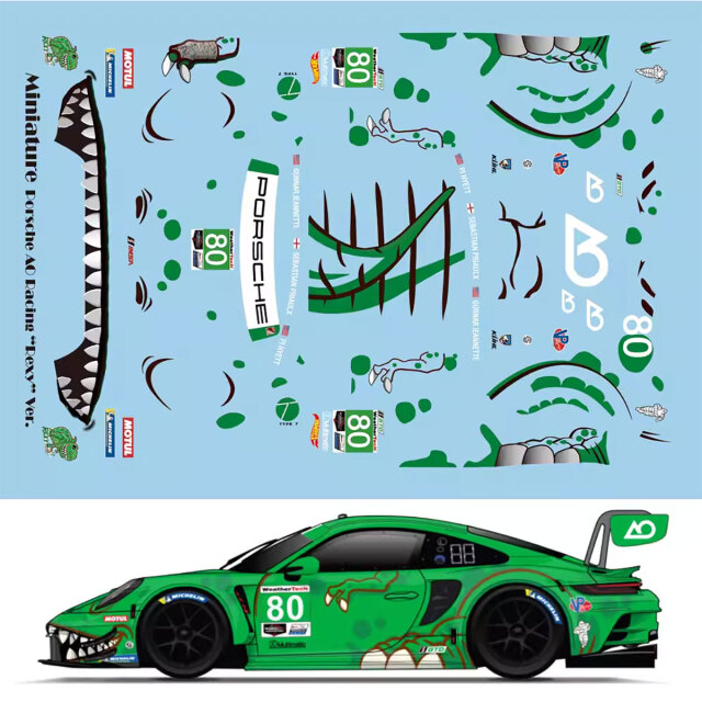 ミニチュアデカール 1/24 ポルシェ 911 GT3 R Rexy Dinosaur Livery No.80 フルデカール　MS24009