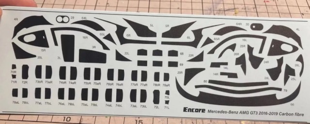 [訳あり特価] 返品交換対象外 一部折れ ミニチュアデカール 1/24 メルセデス AMG GT3 カーボンデカール 2016-2019　MS24019