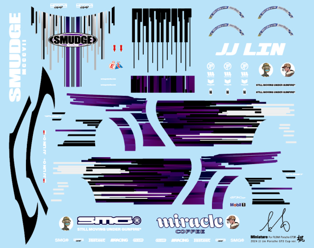 ミニチュアデカール 1/24 ポルシェ 911 GT3 JJLIN GT3カップ Ver. フルデカール フジミ対応　 MS24021