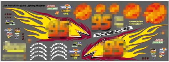 ミニチュアデカール 1/24 ライトニング マックウィーン 映画 Cars ドレスアップデカール　MS24038